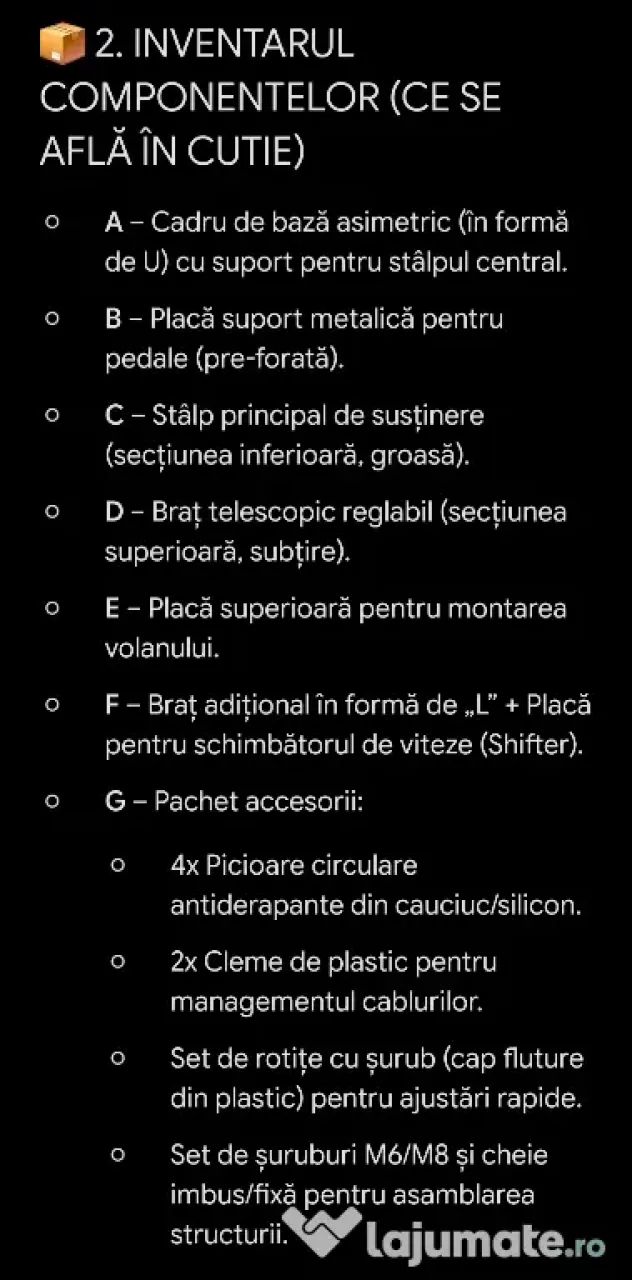 Pachet Logitech G29 (Volan + Pedale) + Suport/Stand Metalic Huzaro – Ca nou