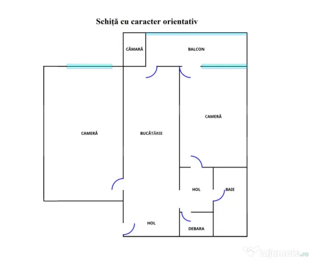 Apartament 2 camere decomandate, potențial excelent, zona