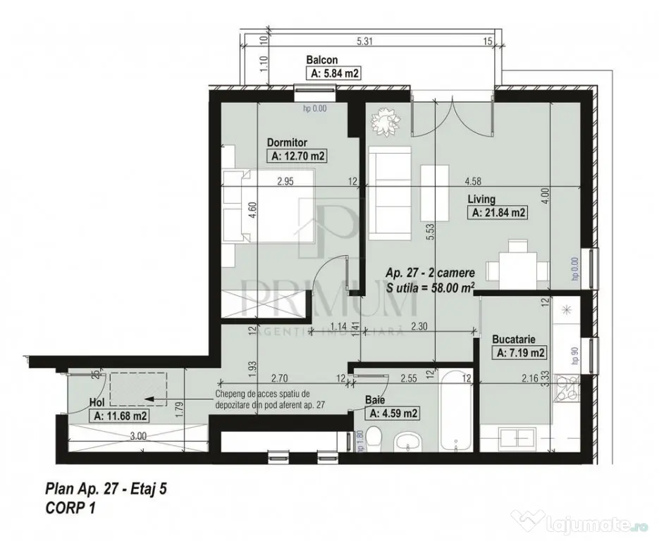 ARADULUI - 2 CAM - BLOC NOU - LIFT - POD - APARTAMENT SPATIO