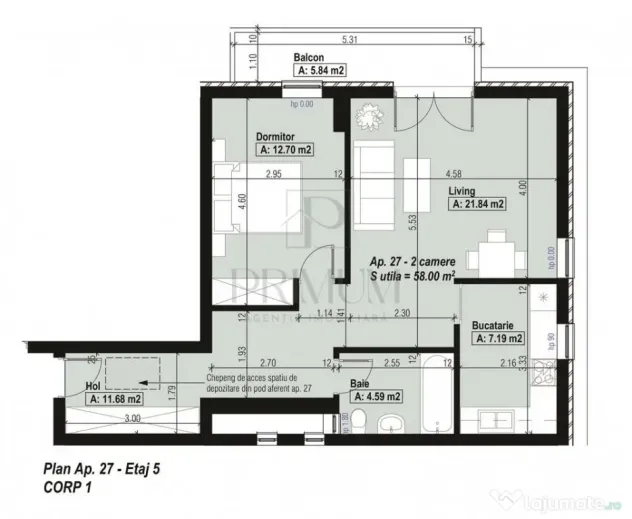 ARADULUI - 2 CAM - BLOC NOU - LIFT - POD - APARTAMENT SPATIO