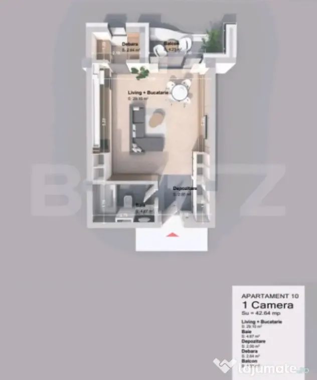 Apartament 1 camera, 42.64 mp, zona Pacurari - Rediu