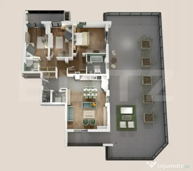 Penthouse 4 camere, 118mp, 152mp terasa, zona Vivo