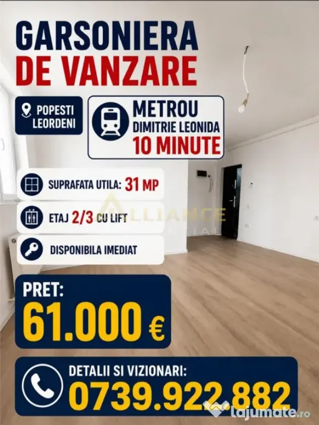 Garsoniera Metrou Dimitrie Leonida Gata de Mutare Parcare