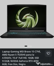 Laptop Gaming MSI Bravo 15 C7VE, AMD Ryzen 5 7535HS 16GB,512GB,RTX 4050 