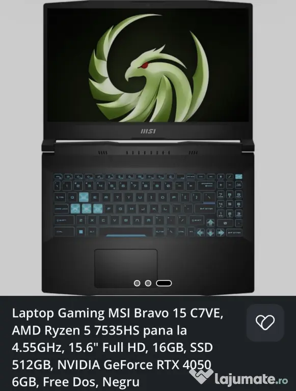 Laptop Gaming MSI Bravo 15 C7VE, AMD Ryzen 5 7535HS 16GB,512GB,RTX 4050
