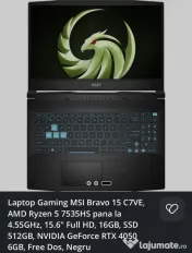 Laptop Gaming MSI Bravo 15 C7VE, AMD Ryzen 5 7535HS 16GB,512GB,RTX 4050 