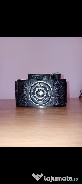 Aparat foto vintage Smena 2, anii 1950, URSS, cu husă și instrucțiuni originale