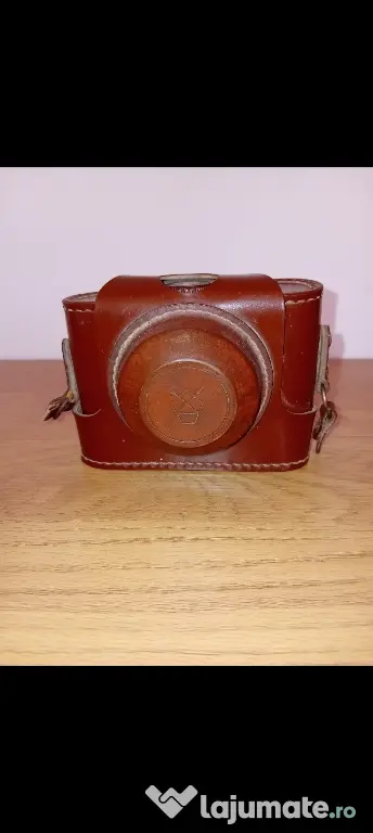 Aparat foto vintage Smena 2, anii 1950, URSS, cu husă și instrucțiuni originale
