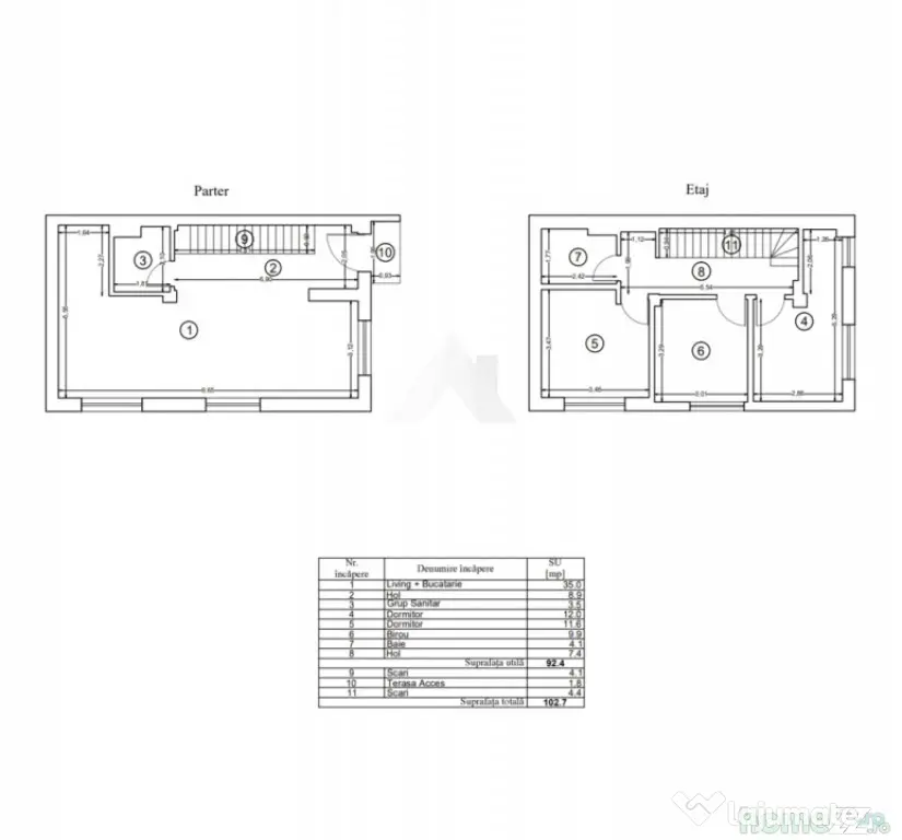 Casa duplex de inchiriat | 140 mp utili | 3 dormitoare | Cur