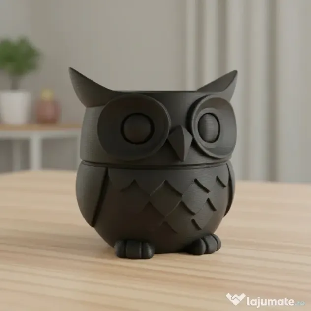 Ghiveci Decorativ Tip Bufniță pentru Plante Mici, Imprimare 3D