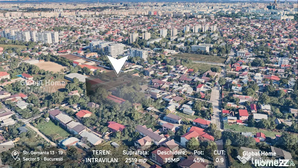 Teren 2519 MP - Deschidere 34 MP • Sector 5 - Salaj •