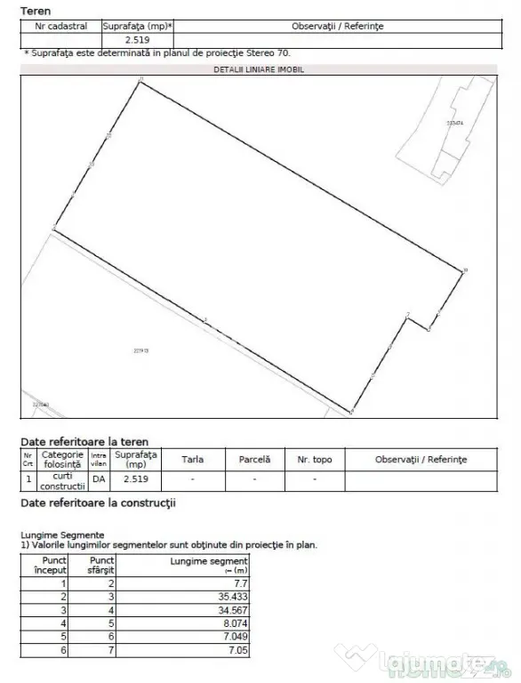 Teren 2519 MP - Deschidere 34 MP • Sector 5 - Salaj •