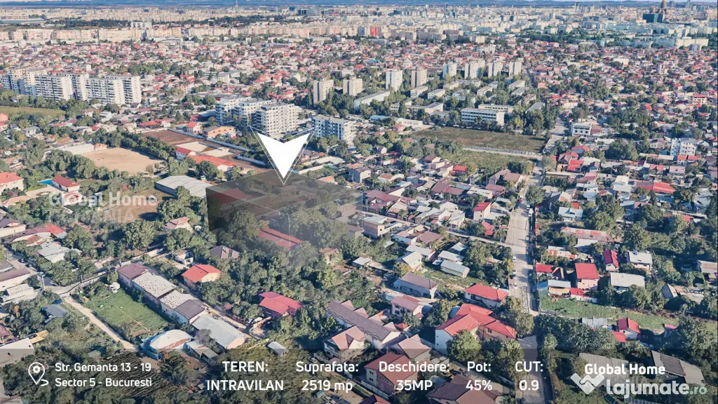 Teren 2519 MP - Deschidere 34 MP • Sector 5 - Salaj •