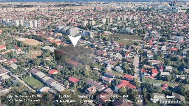 Teren 2519 MP - Deschidere 34 MP • Sector 5 - Salaj •