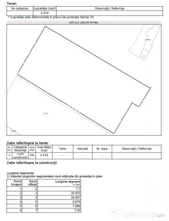 Teren 2519 MP - Deschidere 34 MP • Sector 5 - Salaj •