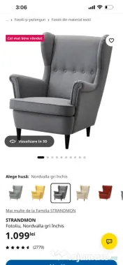Două fotolii gri Ikea condiție excelentă