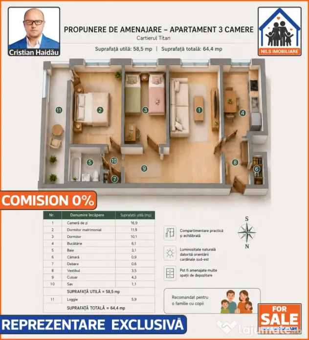 De vanzare: Apartament cu 3 camere in Titan | Pret corect!!!
