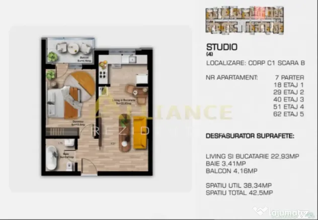 Metrou Berceni 2 minute/Ap 2 cam tip Studio