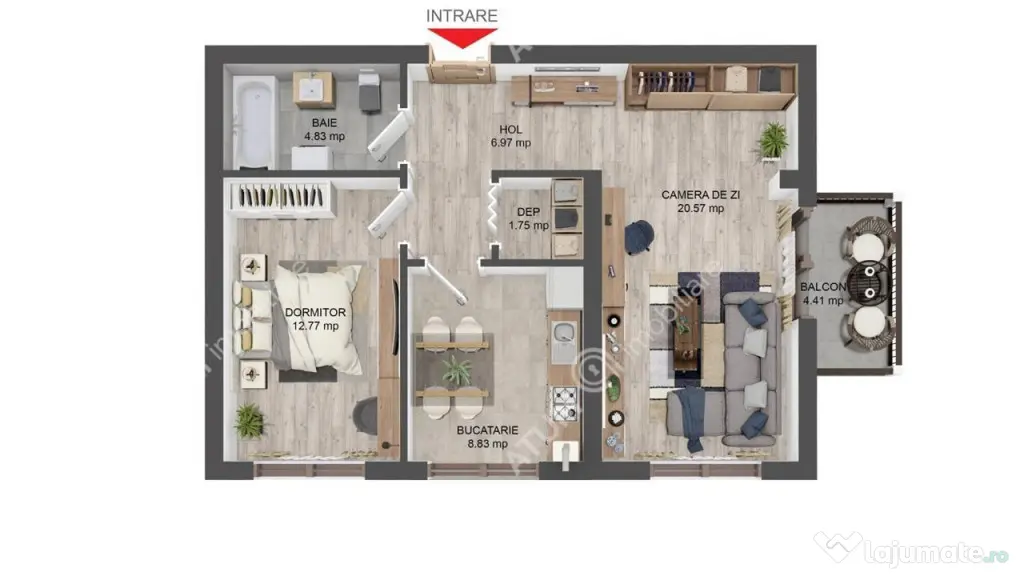 Apartament cu 2 camere si boxa pentru depozitare in Selimbar