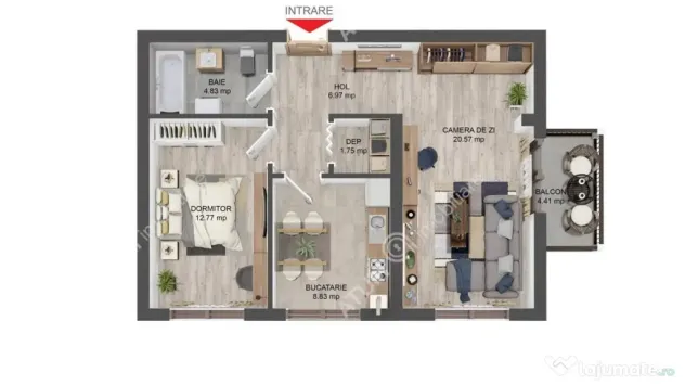 Apartament cu 2 camere si boxa pentru depozitare in Selimbar