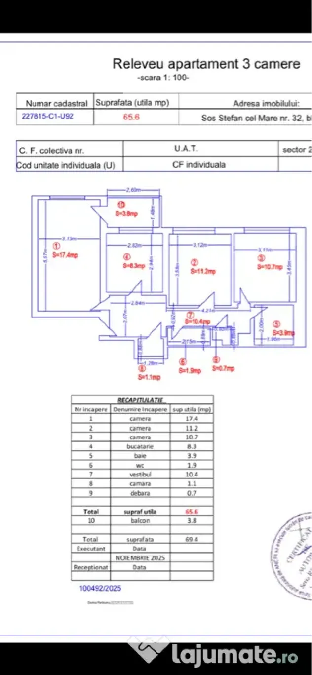 Apartament 3 camere Stefan cel Mare stradal