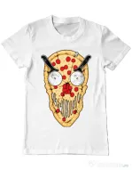 Tricou ADLER barbat Pizza skull Alb