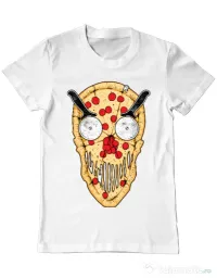 Tricou ADLER barbat Pizza skull Alb