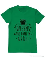 Tricou ADLER barbat Queens are born in April Verde mediu