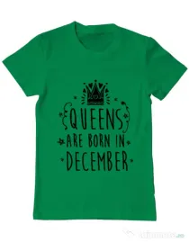 Tricou ADLER barbat Queens are born in December Verde mediu