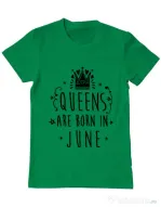 Tricou ADLER barbat Queens are born in June Verde mediu