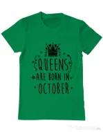 Tricou ADLER barbat Queens are born in October Verde mediu