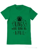 Tricou ADLER barbat Kings are born in April Verde mediu