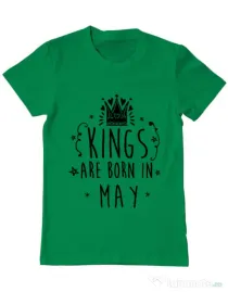 Tricou ADLER barbat Kings are born in May Verde mediu