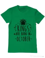 Tricou ADLER barbat Kings are born in October Verde mediu