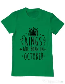 Tricou ADLER barbat Kings are born in October Verde mediu