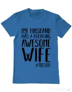 Tricou ADLER barbat Awesome wife Albastru azuriu