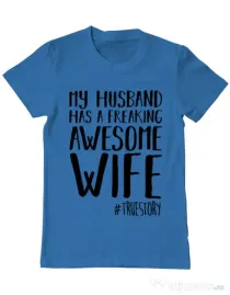 Tricou ADLER barbat Awesome wife Albastru azuriu