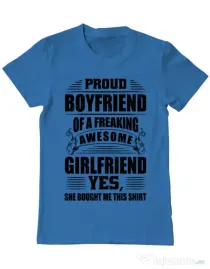 Tricou ADLER barbat Proud boyfriend Albastru azuriu
