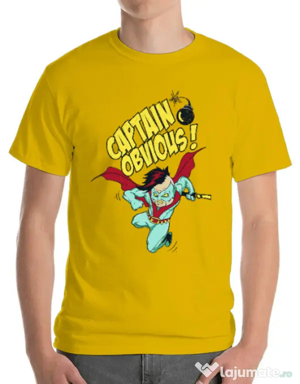 Tricou ADLER barbat Captain obvious Galben