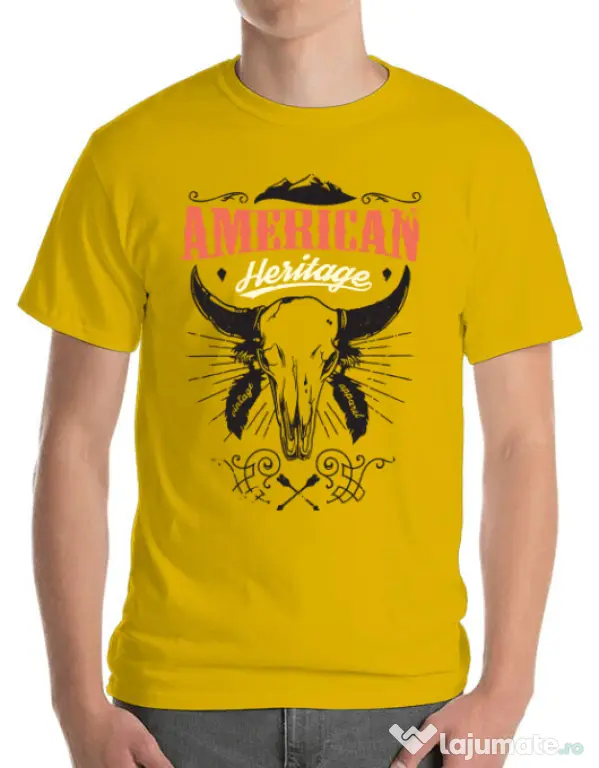 Tricou ADLER barbat American heritage Galben