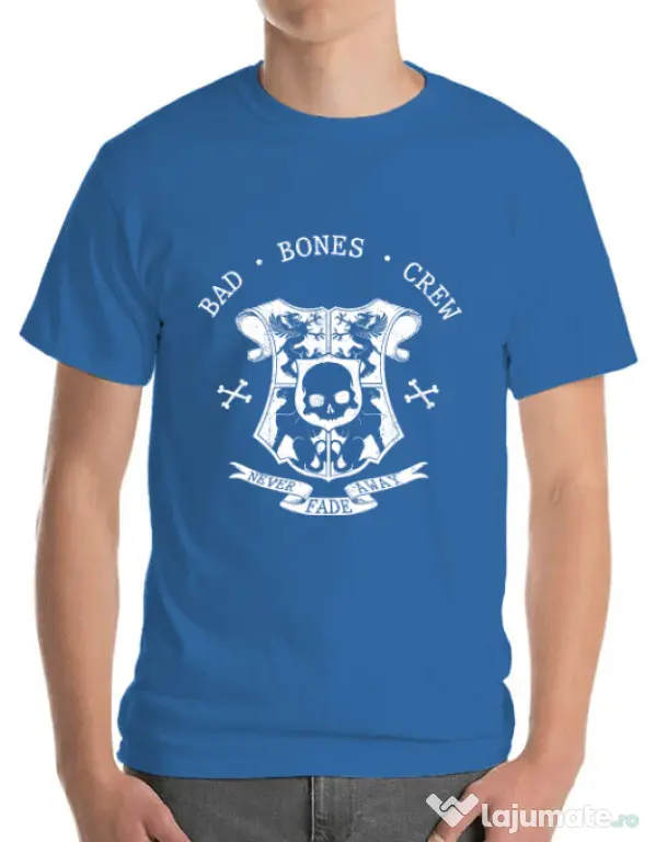 Tricou ADLER barbat Bad bones crew crest Albastru azuriu