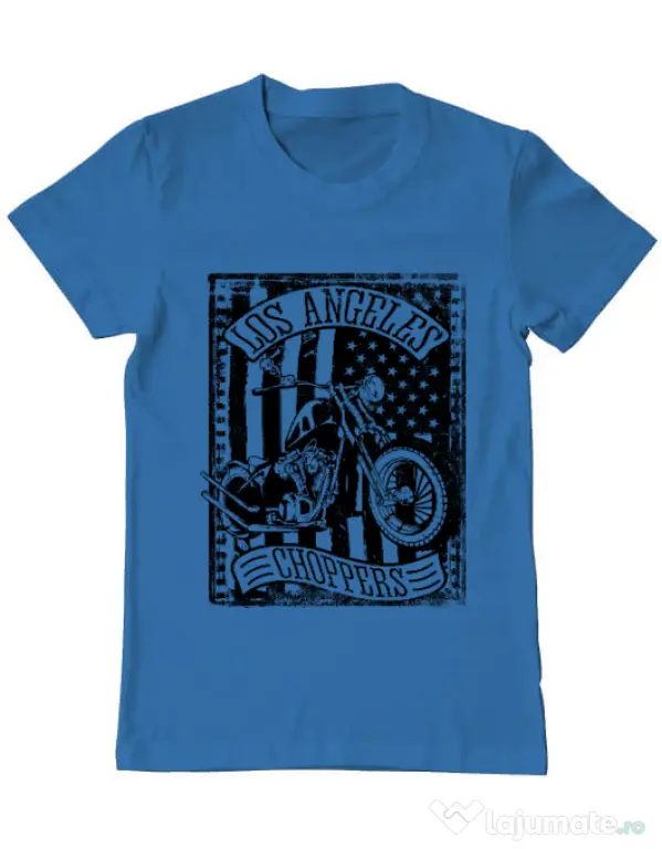 Tricou ADLER barbat Flag and bike Albastru azuriu
