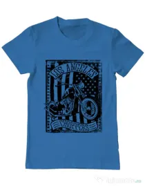 Tricou ADLER barbat Flag and bike Albastru azuriu