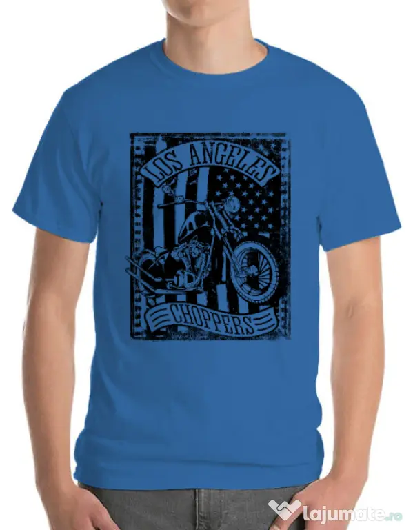 Tricou ADLER barbat Flag and bike Albastru azuriu