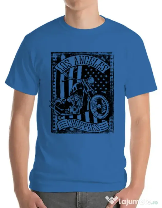 Tricou ADLER barbat Flag and bike Albastru azuriu