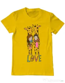 Tricou ADLER barbat Giraffes love Galben