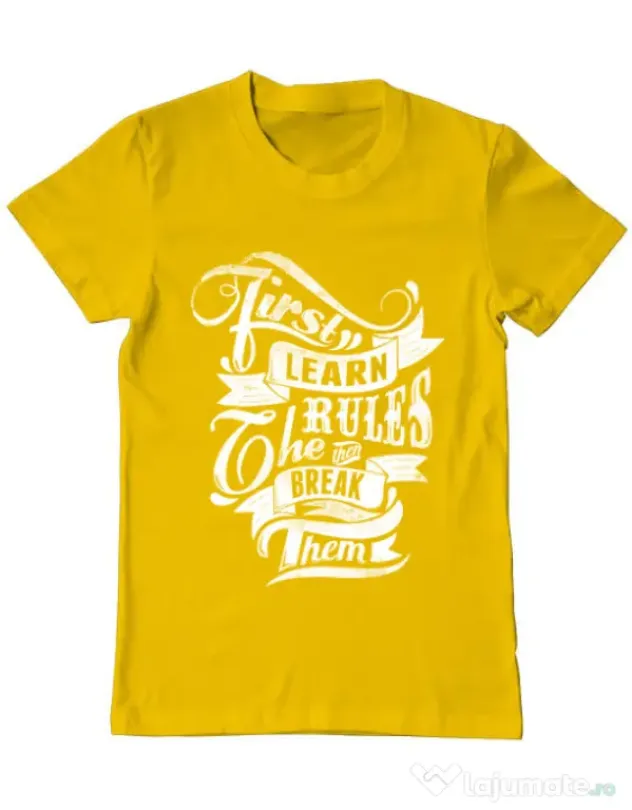 Tricou ADLER barbat Learn the rules Galben