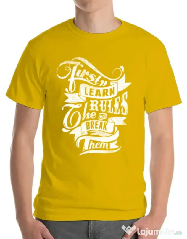 Tricou ADLER barbat Learn the rules Galben