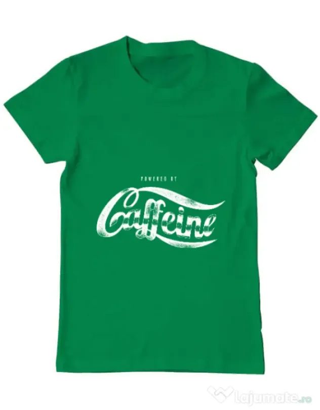 Tricou ADLER barbat Powered by caffeine Verde mediu