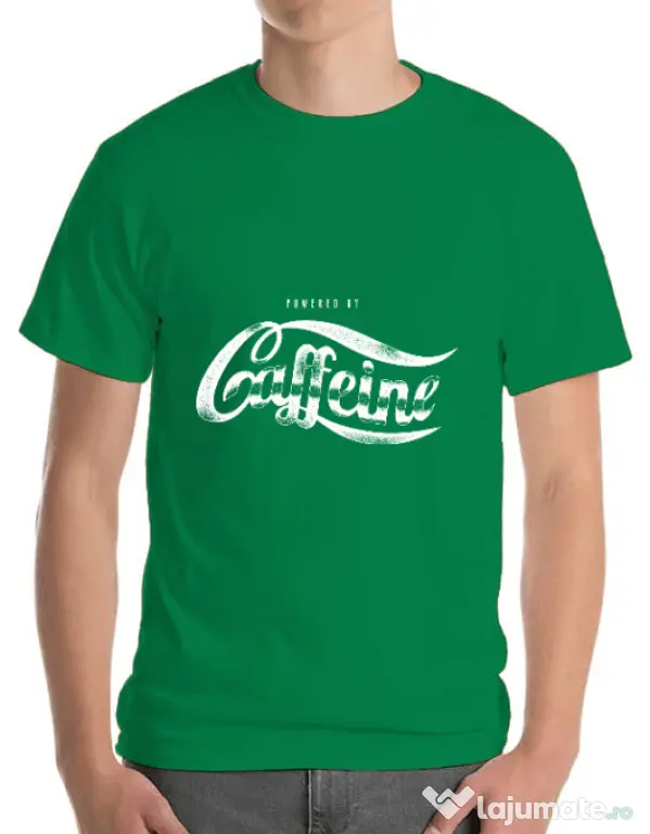 Tricou ADLER barbat Powered by caffeine Verde mediu